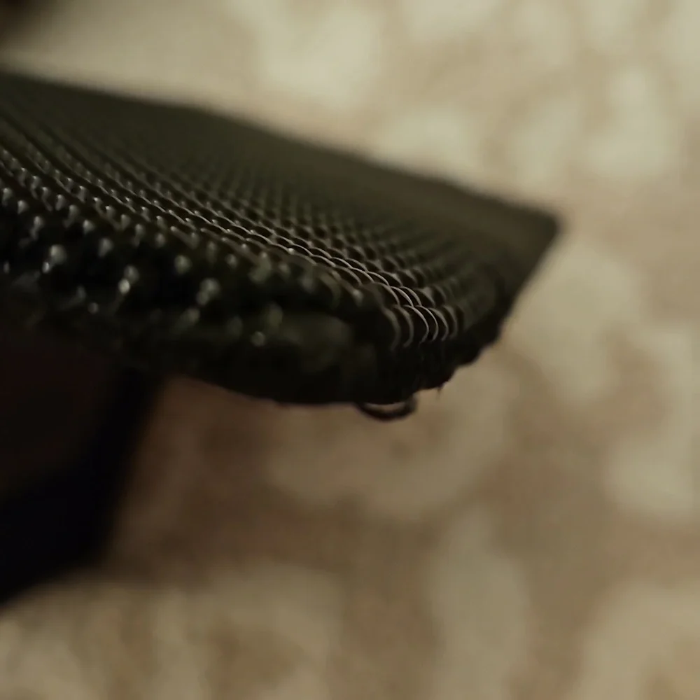 WHITING DAVIS BLACK SOLID  BEADED VTG‎ WALLET
